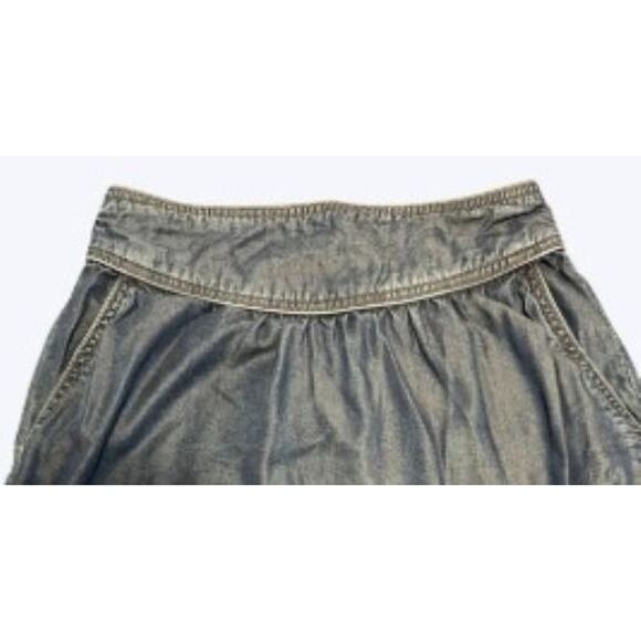Zara Denim Women's Skirt Blue A Line Pull On Mini Pockets Western Size Medium - Picture 3 of 7